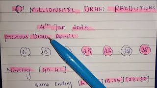 o millionaire draw prediction 4th January 2024 [upl. by Airdnax]