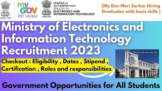 Ministry of Electronics and Information Technology Recruitment 2023  My Gov  Government Jobs [upl. by Notnert825]