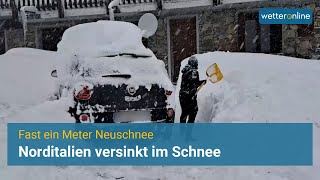 Norditalien versinkt im Schnee  Bis zu einem Meter Neuschnee [upl. by Charpentier]