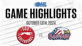 OHL Highlights Soo Greyhounds  Saginaw Spirits Oct 13 2024 [upl. by Herc]