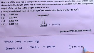 Elasticity  Physics  Class 11  Pyq  mechanical properties of solids  One end of the  Neet Jee [upl. by Eleon]