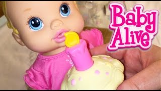 Baby Alive Sip N Slurp Birthday Doll Box Opening [upl. by Kendry637]