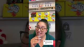 Liz Taste Testing the freeze dried Toe of Satan lollipop 😱 freezedriedcandy Would you try it [upl. by Salis]