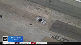 Sinkhole shuts down 5 Freeway north of Western Avenue in Glendale [upl. by Helgeson]