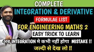 Complete Integration and Derivative Formulae List  Easy Trick to Learn Engineering Mathematics 2 [upl. by Nnarefinnej]