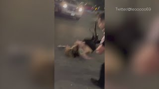 Viral video shows security guard slamming woman to the pavement in parking lot brawl [upl. by Mcclain]