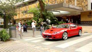 Ferrari 575M Maranello Startup and Leave Hilton Hotel Loudly [upl. by Zorah959]