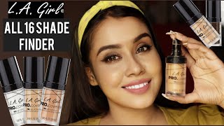 LA Girl Pro HD illuminating foundation 16 Shades finder review swatches [upl. by Annaliese322]