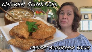 Chicken Schnitzel Recipe with Creamy Mushroom Sauce  Cooking with Mary Ann [upl. by Aldas139]