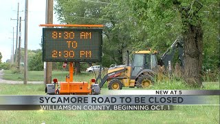 Road to close on Tuesday in Williamson County for culvert replacement work [upl. by Vachil]