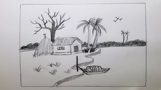 Riverside art scenery drawing ☺️art drawing artdrawing [upl. by Debee466]