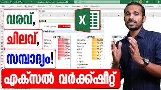 Income Expense and Savings Tracker  Excel Malayalam Tutorial [upl. by Herbie]