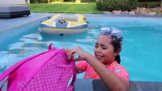 TIANAS SCHOOL BACKPACK IN OUR SWIMMING POOL PRANK Baby Tiana [upl. by Schramke]