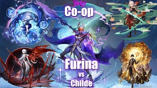 Random coop Furina Arlecchino Kazuha amp Zhongli vs Childe [upl. by Rocca]