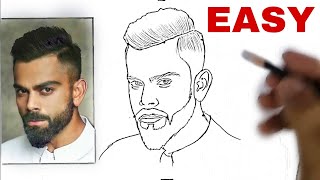 How to draw Virat Kohli drawing step by step  Easy Virat Kohli drawing [upl. by Adnwahsar74]