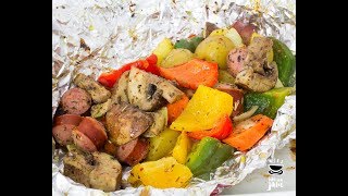 Foil pack sausage and veggies [upl. by Essenaj]