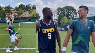 Djokovic and Tiafoe Funny Moments from Joint Training  Wimbledon 2024 [upl. by Bunce120]