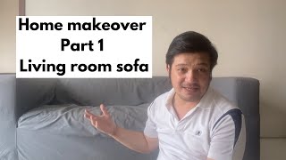 Home Makeover Part 1 How to replace cover of living room sofa  IKEA Klippan [upl. by Hallock453]