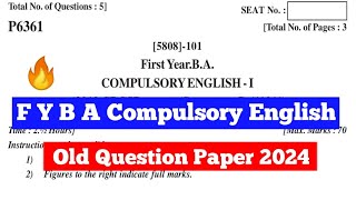 FYBA Compulsory English  Question Paper 2024  Sem  1  Fyba creativemarathiQuestion [upl. by Car]