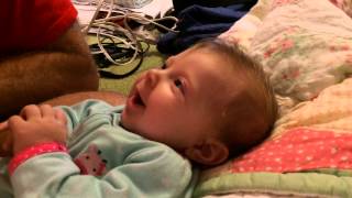 Baby Finley giggles when daddy tickles her [upl. by Namus]