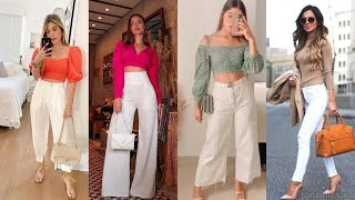 TENDENCIA 2023 🤍 HERMSOS PANTALONES BLANCOS PARA MUJER [upl. by Idzik]