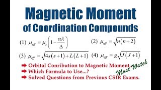 Magnetic Moment of Coordination Compounds  Orbital Contribution  Spin Orbital Coupling [upl. by Atteselrahc]