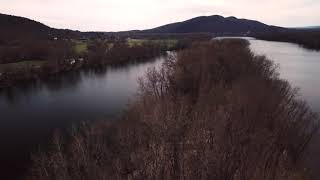 Aerial Footage Mitchs Island Fly Over on the Connecticut River Hadley MA [upl. by Paloma551]