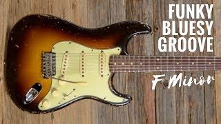 Funky Bluesy Groove  Guitar Backing Track Jam in F Minor [upl. by Ramas]