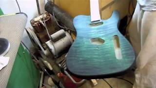 Green Bursting a Flame Top Tele Guitar project Faux Finishing luthier work [upl. by Magbie]