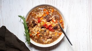 Instant Pot Beef Barley Soup Recipe [upl. by Frerichs]