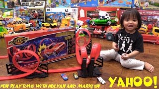 Childrens Toy Channel Awesome Toy Cars Fastlane Ultimate Loop Track Set Playtime w the Kids [upl. by Alebasi]