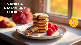 Vanilla raspberry cookies  Soft and chewy cookies  Easy recipe [upl. by Aryc316]