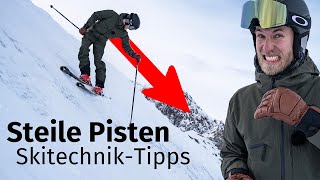 Skifahren lernen Steile Pisten fahren  SkiTechnik amp Tipps [upl. by Enerak]