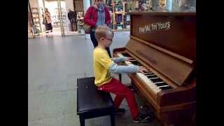 8 Year Old Piano Prodigy Jay Lewington Plays Chopin at St Pancras Station London [upl. by Anaeirb228]