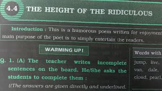 Digest Question and answer of 10th standard English lesson no 44 the Height of the Ridiculous 10th [upl. by Tomaso101]