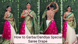 DIY GarbaDandiya Special Outfit With Saree  sareedrape sareedrapediffrentstyle garbalook [upl. by Etta752]