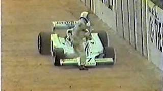 1977  Tom Pryce crash live broadcast TV  Kyalami circuit [upl. by Bobbee330]