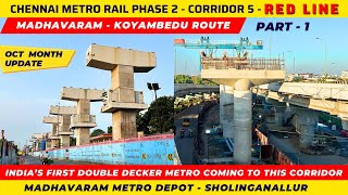 Chennai Metro Phase 2 Corridor 5  Madhavaram to Koyambedu  Double decker metro  Namma Chennai 4K [upl. by Laersi]