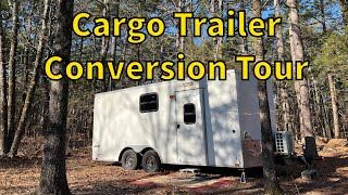 85x18 Cargo Trailer Toy Hauler Conversion Tour  Tiny Home Camper [upl. by Bigot]