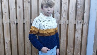 Crochet 92 How to crochet a warm pullover for boys 1  10 y  Part 1 [upl. by Waxler225]