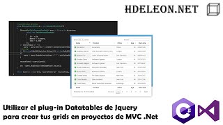 Utilizar el plugin Datatables de Jquery para crear tus grids en proyectos de C Mvc Net [upl. by Ralston313]