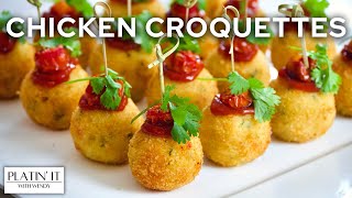 Delicious EASY Chicken Croquettes  Chicken Appetizer [upl. by Yenhpad]