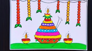 Bathukamma DrawingBathukamma Drawing easyHow to draw BathukammaDrawing of BathukammaBathukamma [upl. by Kushner]