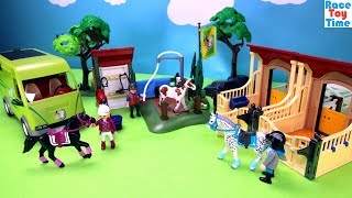 Playmobil Horse Stable Barn and Washing Station Building Sets  Fun Toys Video For Kids [upl. by Chesna]