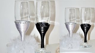 DIY wedding decoration tutorial  DIY BRIDE AND GROOM champagne glass  Sugarella Sweets Party [upl. by Olegna886]