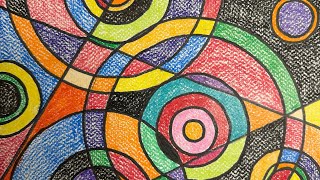 Abstract Concentric Circle Art Inspired by Sonia Delaunay Elementary Art Lesson [upl. by Iahcedrom]