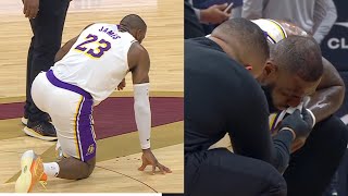 LBJ ALMOST PASSED OUT amp GOES DOWN IN MIDDLE OF COURT STOPS PLAYING COMPLETELY [upl. by Nirrol124]