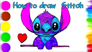 Stitch Drawing Step By Step Easy [upl. by Viafore]