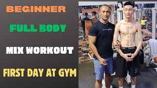 First day at gym full body workout for beginnersbeginners mix workout bhandari fitness [upl. by Yart]