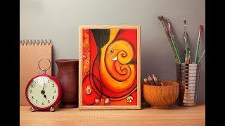 Ganesha Painting Tutorial  Ganpati on canvas [upl. by Alhan]